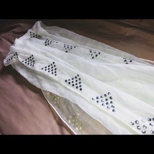 White Scarf With Sequins